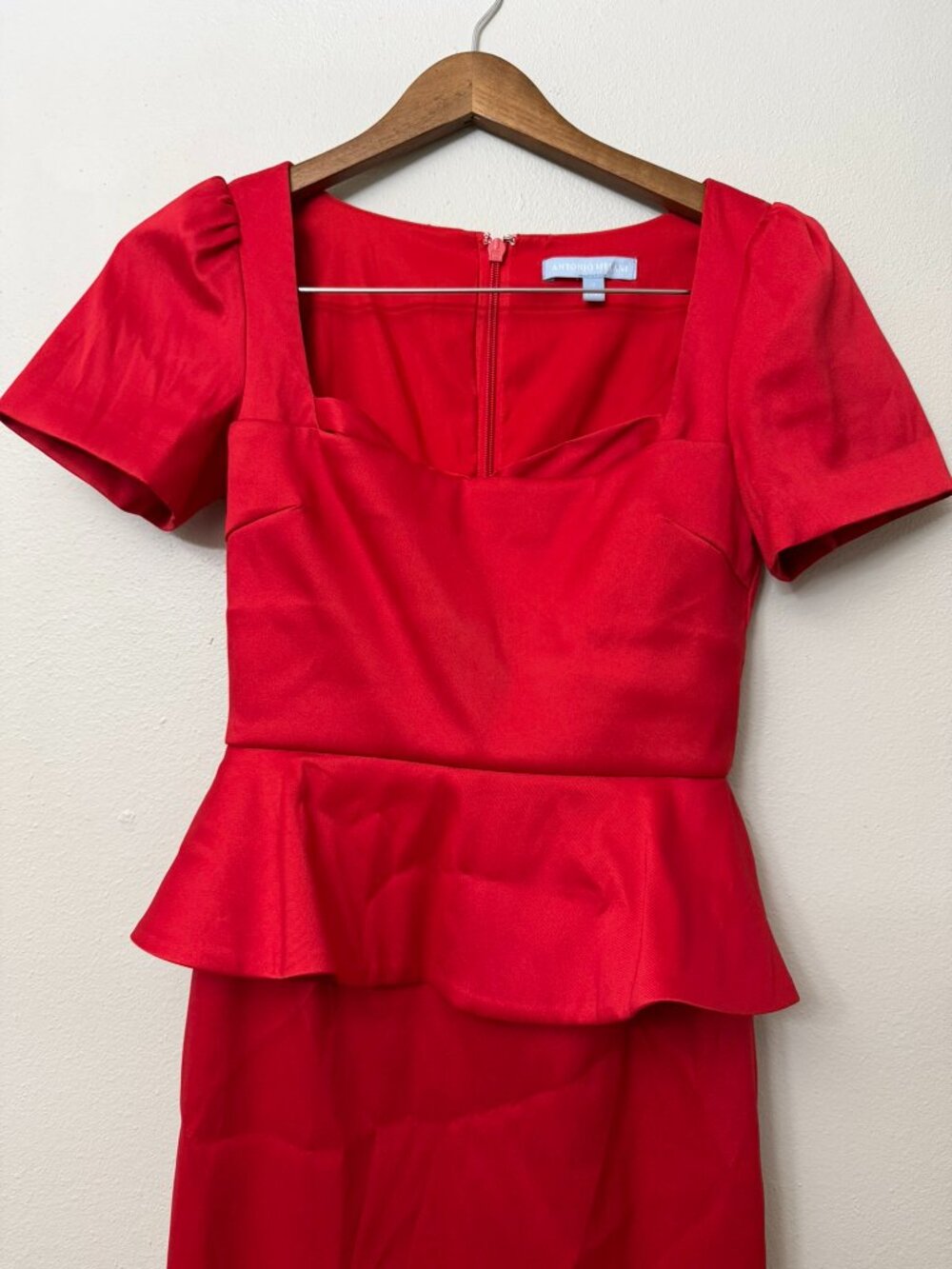 Antonio Melani Red Ruffle Christmas Holiday Midi Dress - Picture 2 of 5